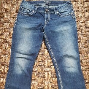 Women Silver Jeans Capris Size W30